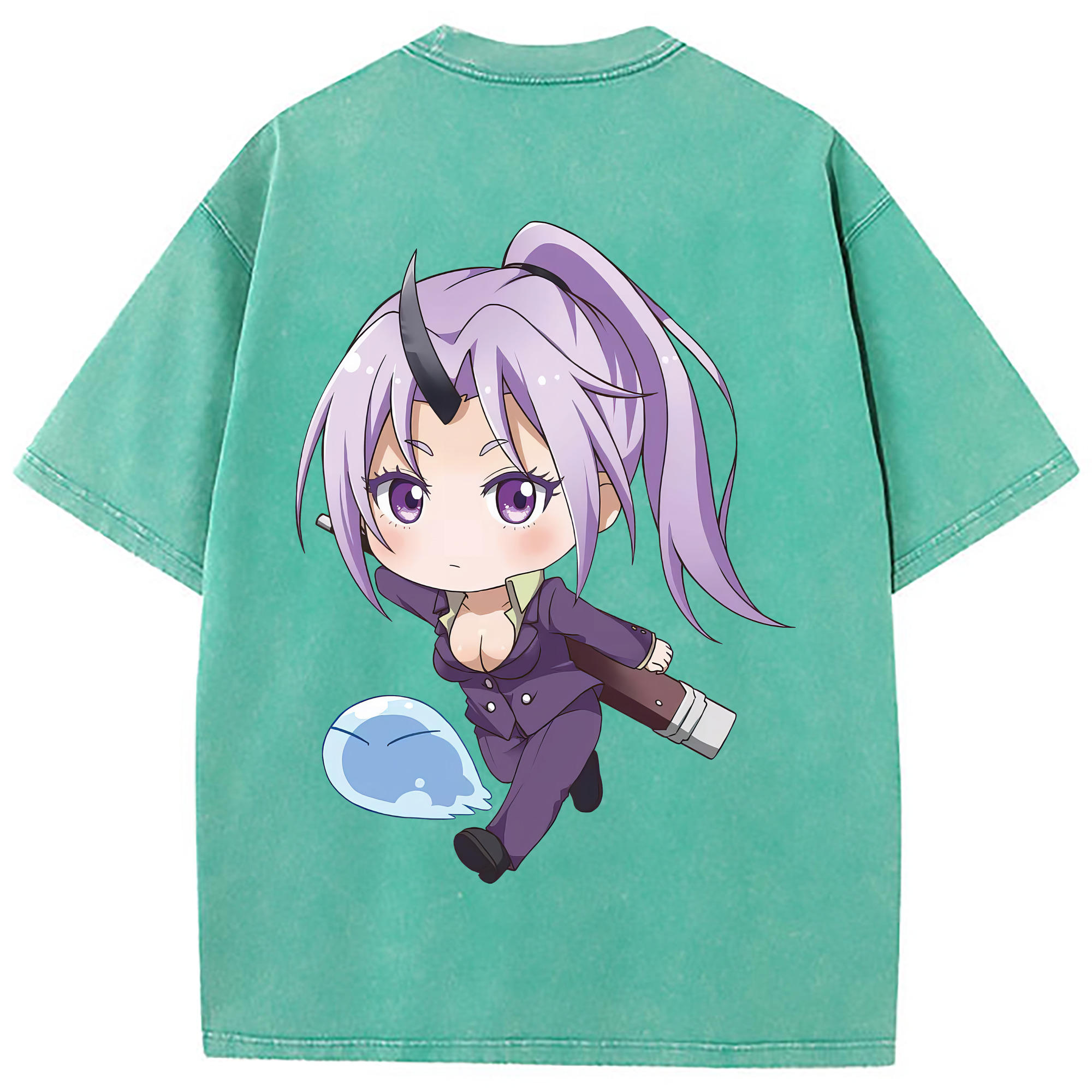 （画像用） 転スラ Regarding Reincarnated to Slime 綿100% ヴィンテージ風 半袖Tシャツ（背面プリント）